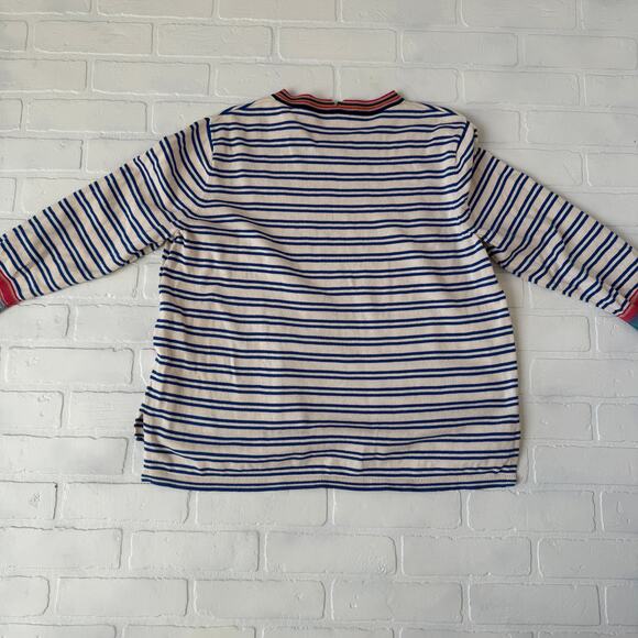 CAbi Women's Blue and Cream MultiColored Hem Striped 3/4 Sleeve Sweater sz M - Picture 4 of 7
